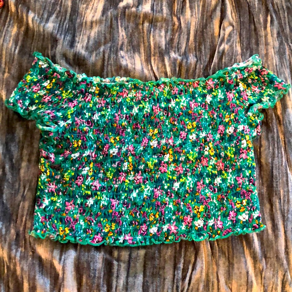H&M Colorful Coral Crop Top Size Small